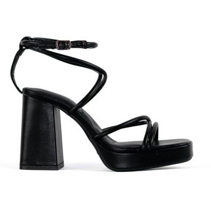 Square Toe Ankle Strap Block Heels