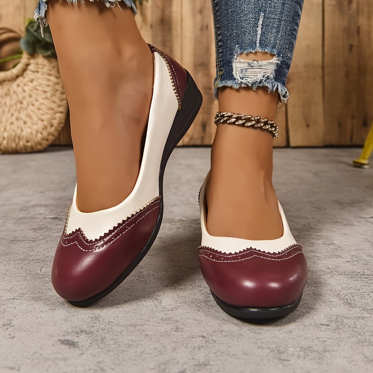 Women's Color Block Wedge Loafers