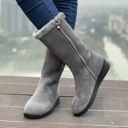 Women's Solid Color Fuzzy Boots