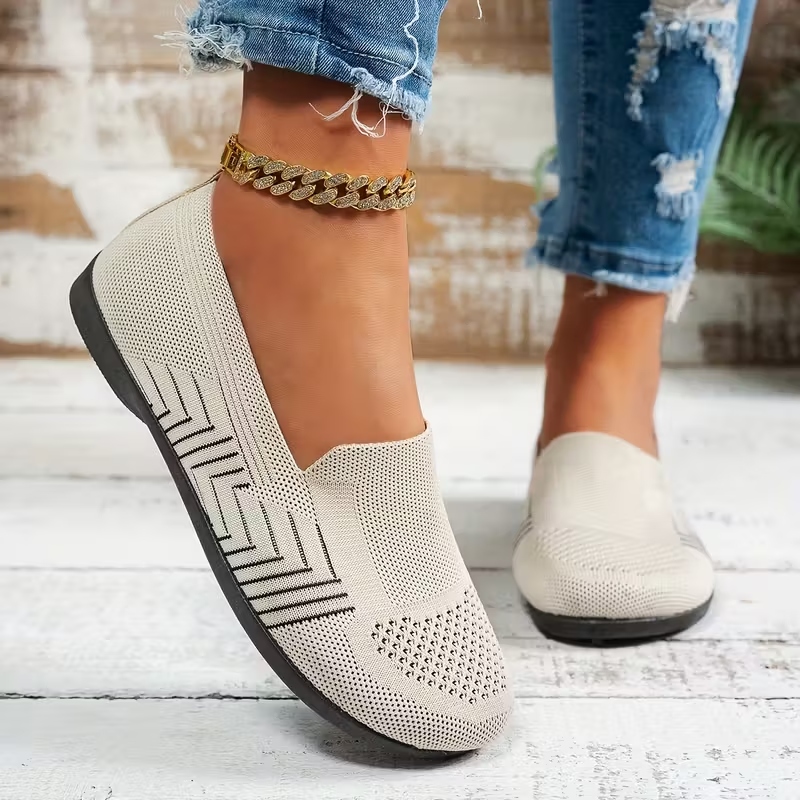 Women's Striped Mesh Flats