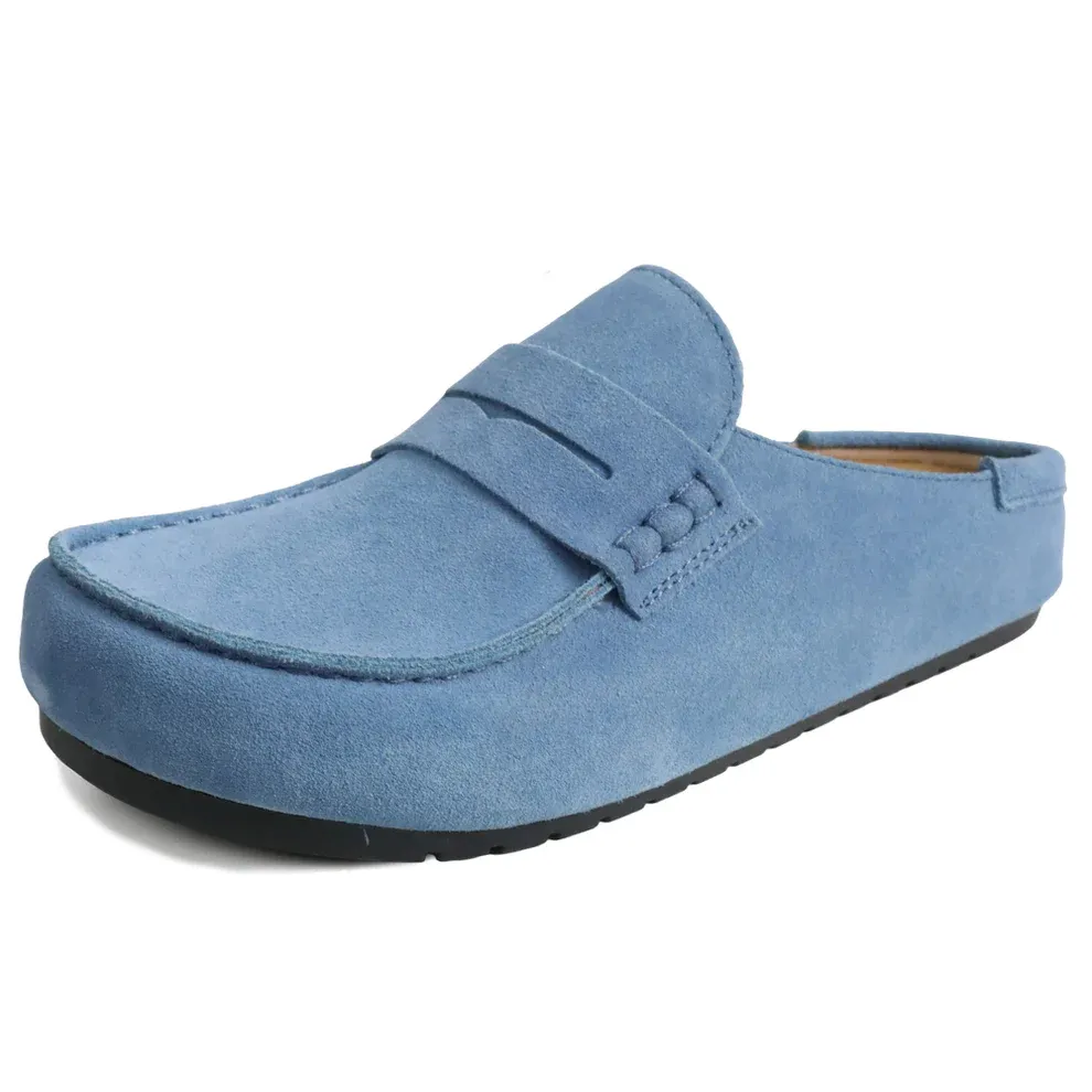 Genuine Suede Loafer Mules