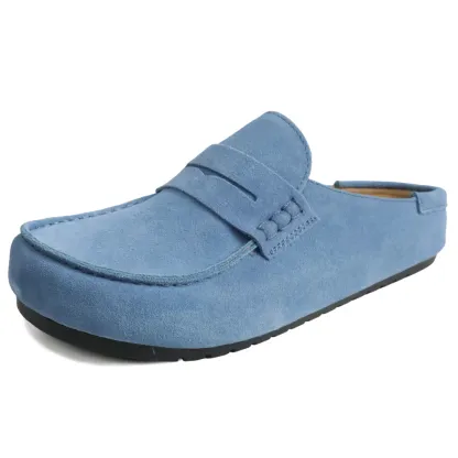 Genuine Suede Loafer Mules