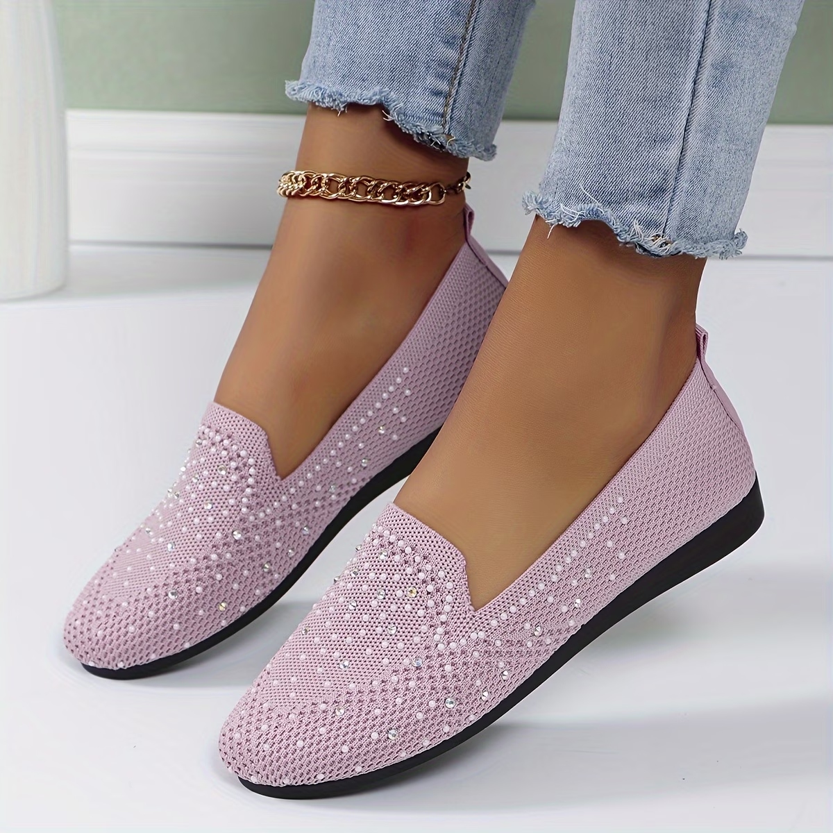Women's Rhinestone Flat Shoes