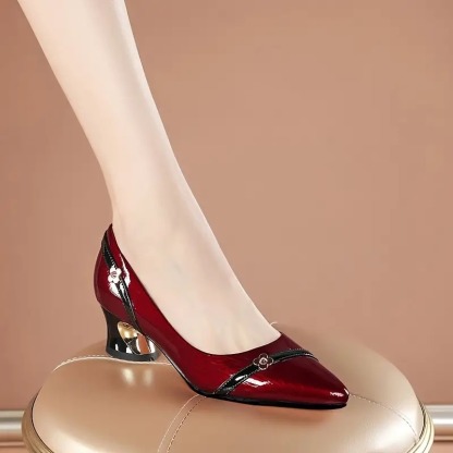 Women's Pointed Toe Block Mid Heels