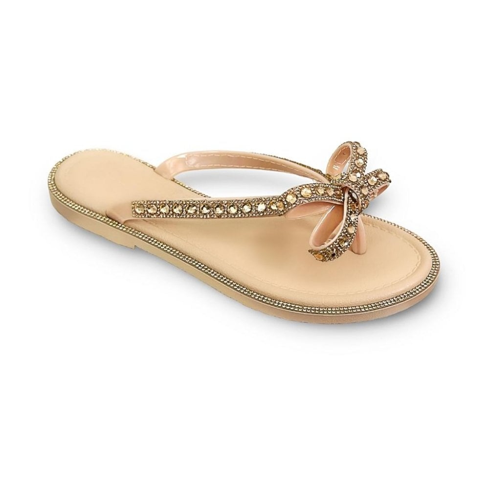 Women's Crystal Glamour Bow Flip-Flops