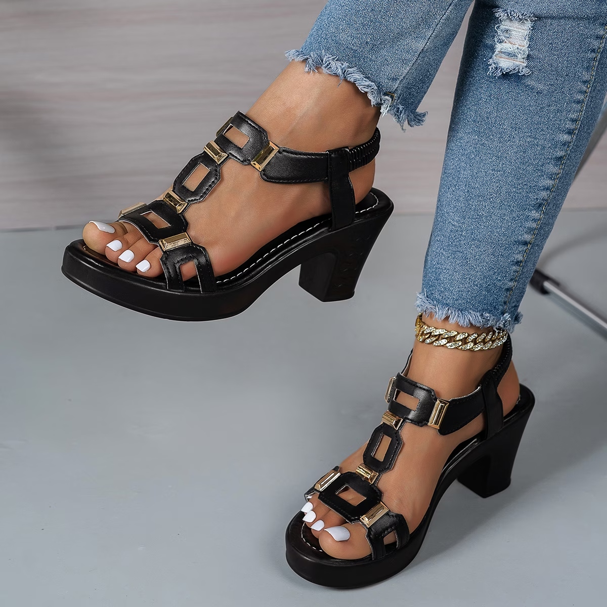 Women's T-Strap Platform Wedge Sandals