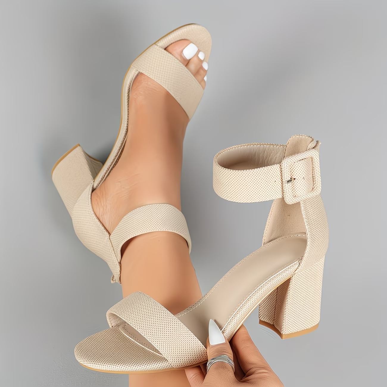 Women's Adjustable Ankle Strap Chunky Heels