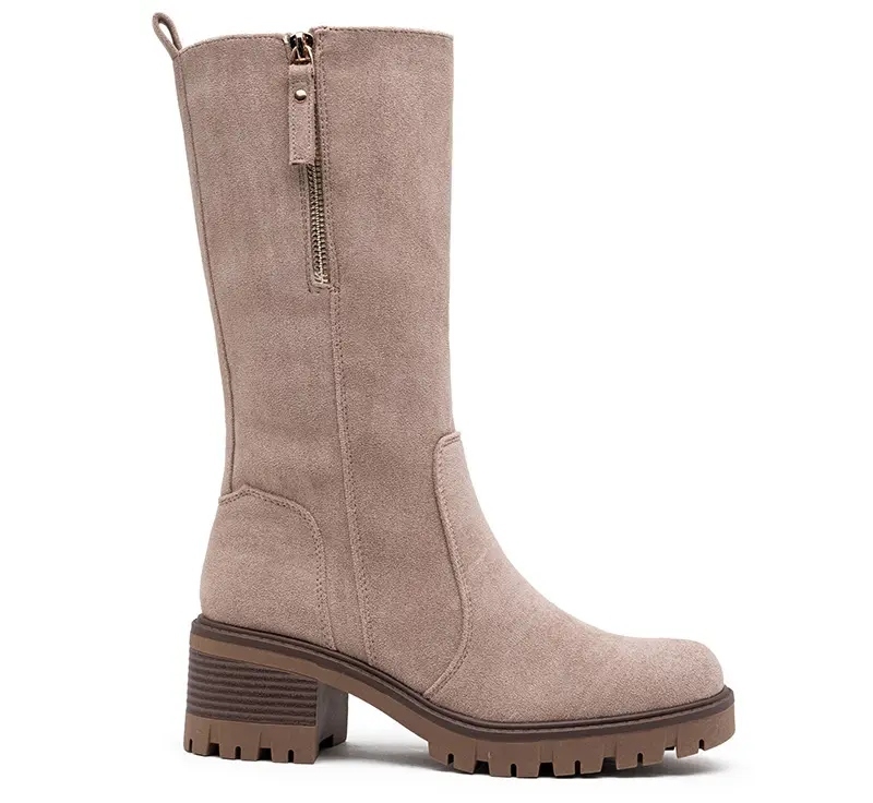 Ladies Faux Suede Chunky Heel