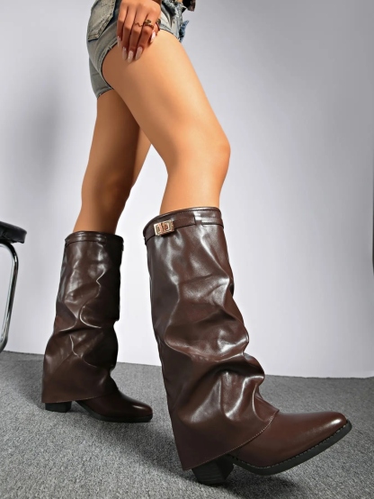 Women's Knee High PU Leather Boots