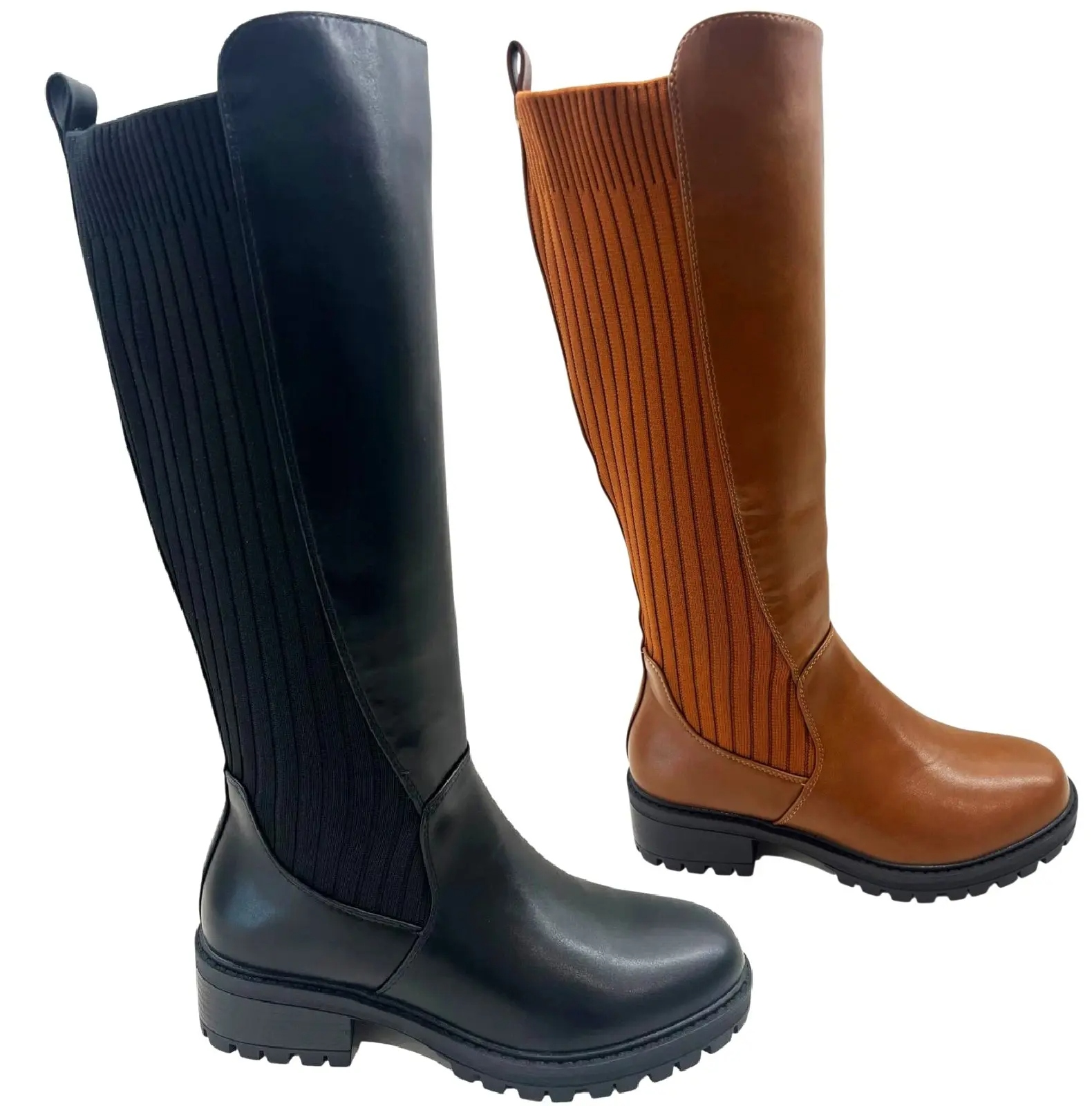 Women's Stretch Elastic Gusset Zip Closure Boots