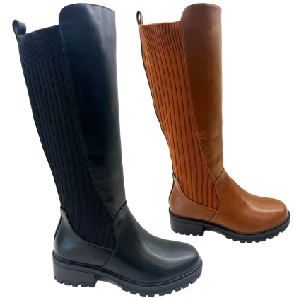 Women's Stretch Elastic Gusset Zip Closure Boots