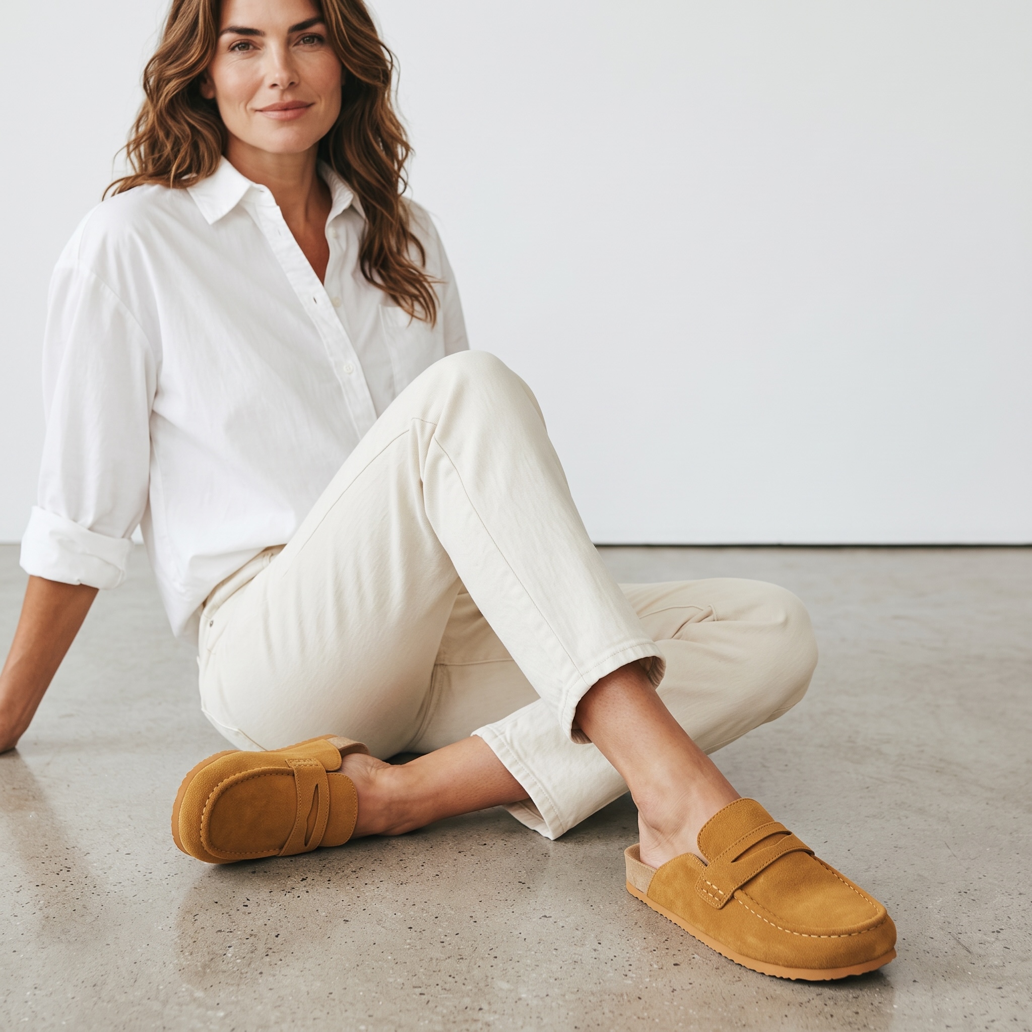 Cow Suede Leather Flat Loafer Mule Clogs