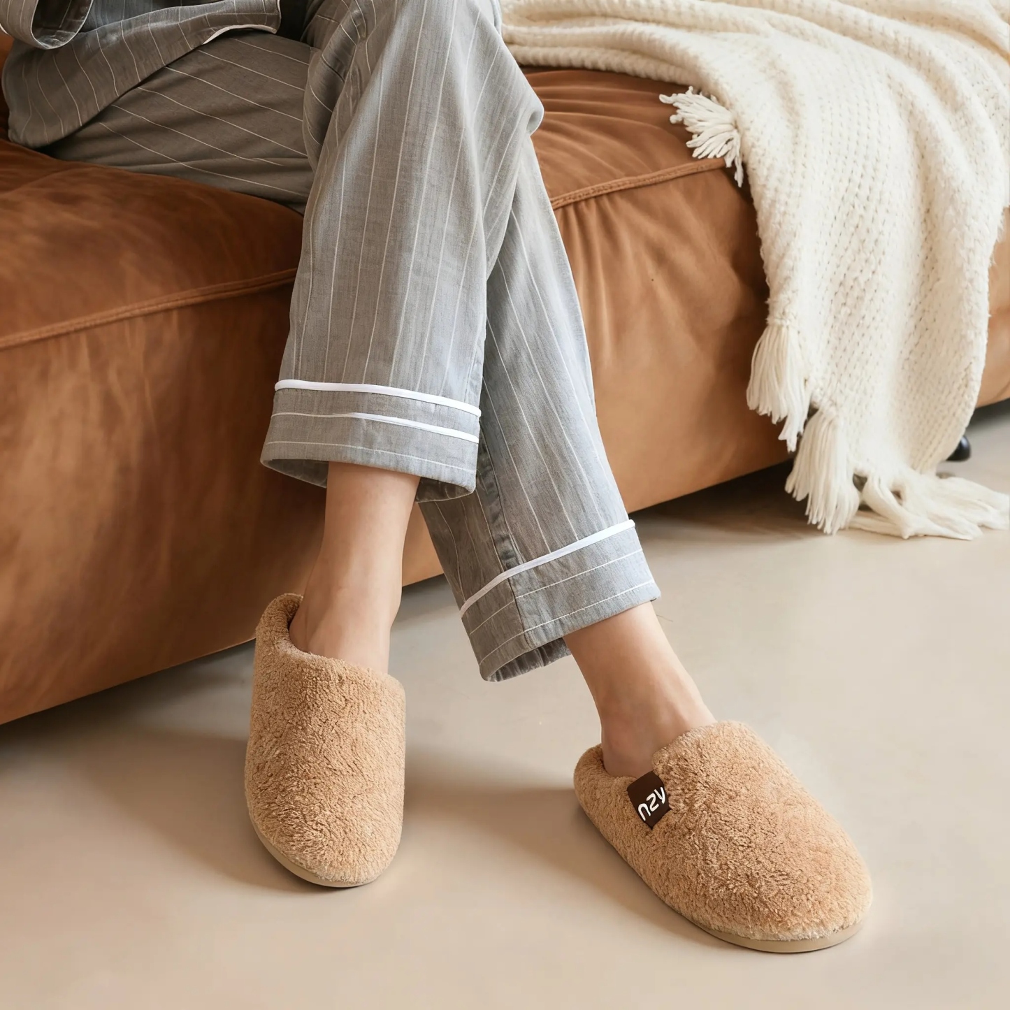 Women's Fuzzy Slip on Slippers