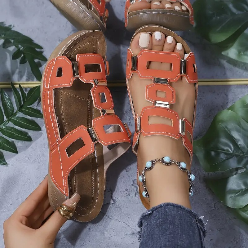 Women's T-Strap Platform Wedge Heel Sandals