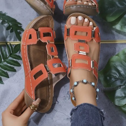 Women's T-Strap Platform Wedge Heel Sandals