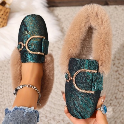 Women's Elegant Moccasin Plush Slippers