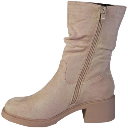 Womens Mid Calf Rouched Cuban Warm Zip Boots