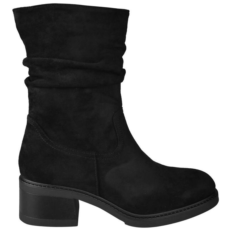 Womens Mid Calf Rouched Cuban Warm Zip Boots