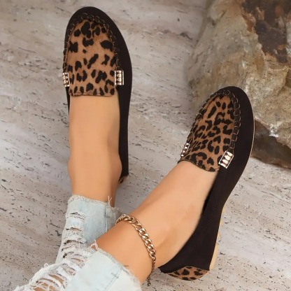 Women's Leopard Print Patchwork Loafers