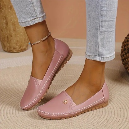 Women's Leather Solid Color Flat Loafers