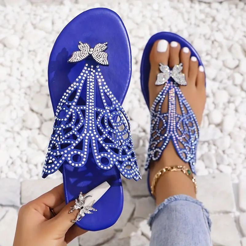 Stylish Faux Cover Butterfly Flat Sandals