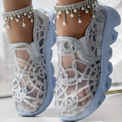 Women's Glitter Mesh Casual Sneakers