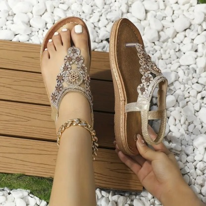 Floral Embellished Flat Sandals