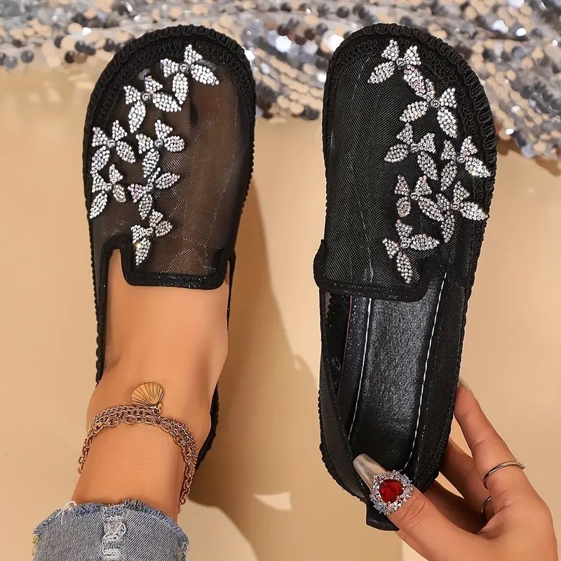 Rhinestone Butterfly Casual Flat Shoes