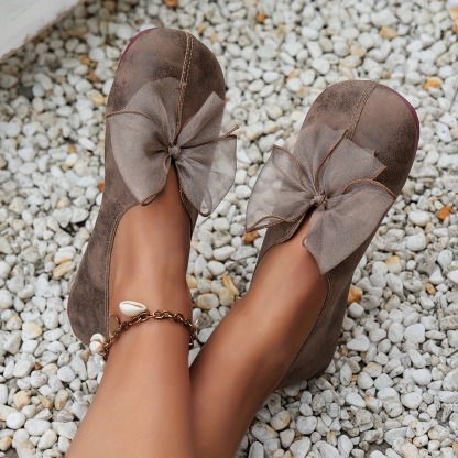 Women's Leather Bowknot Slip-On Flats