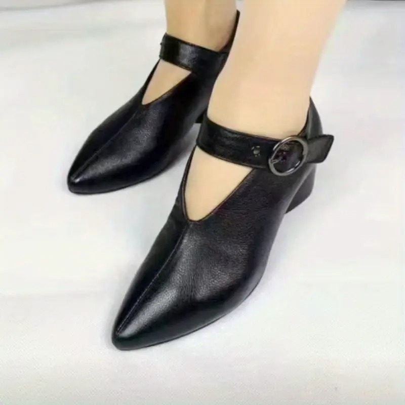 Leather Solid Color Versatile Sexy High Heels