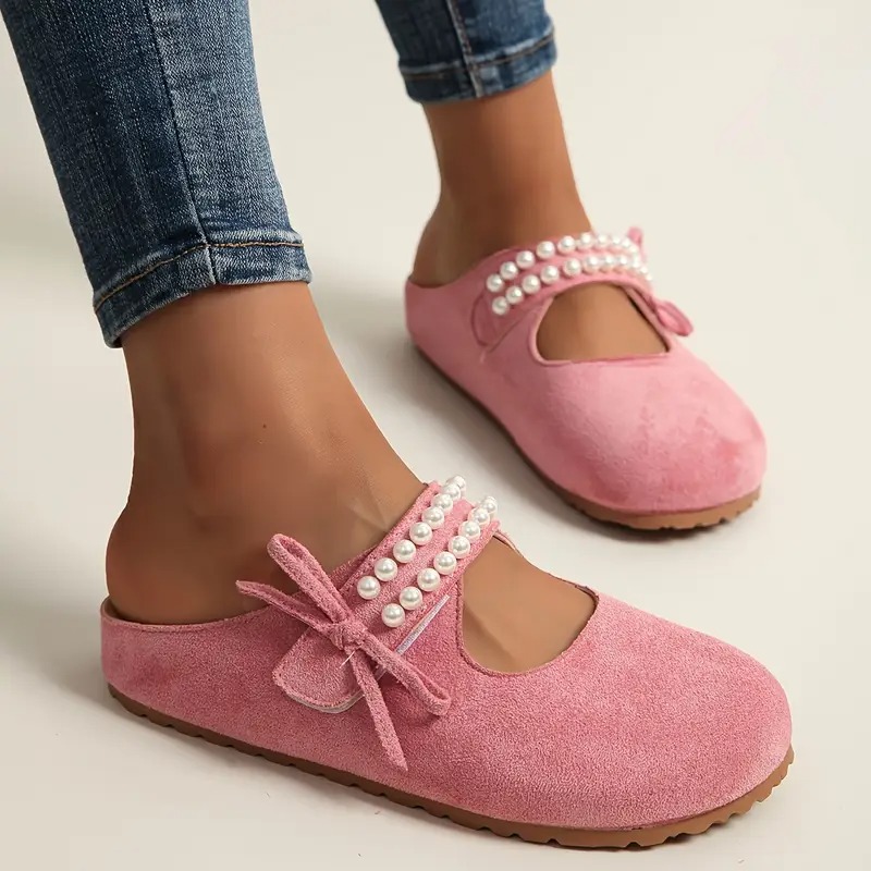 Women's Pearl Bow Mary Jane Flats