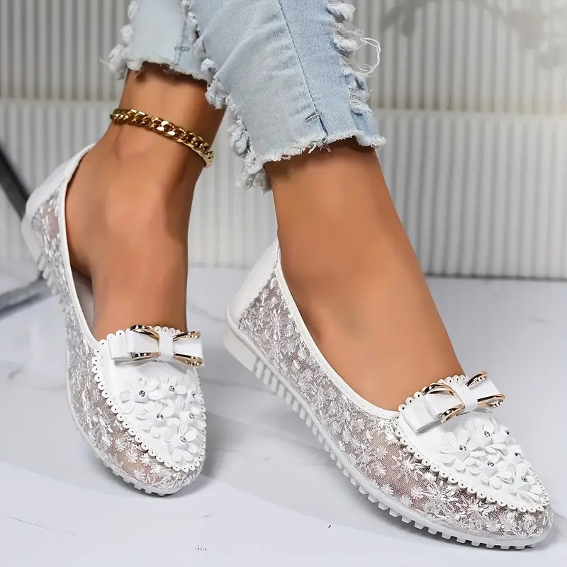 Women's Stylish Floral Mesh Flats