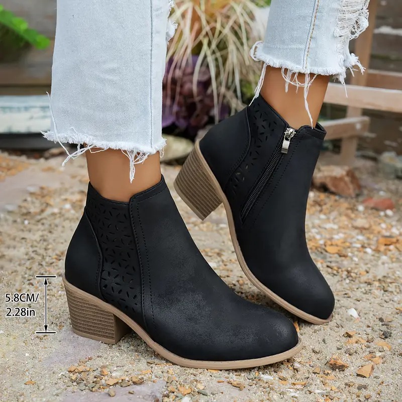 Women's Vintage Chunky Heel Ankle Boots