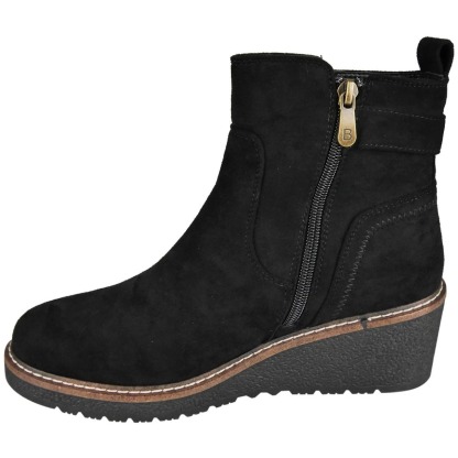 Faux Suede Zip Warm Lined Grip Ankle Boots