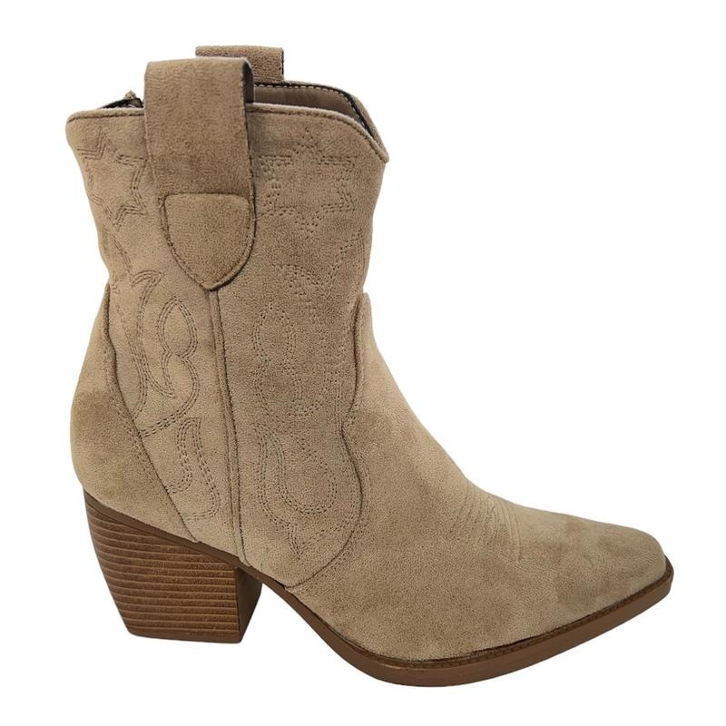 Women's Faux Suede Mid Calf Cowboy Boots