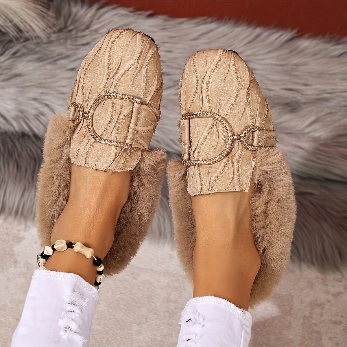 Women's Elegant Moccasin Plush Slippers