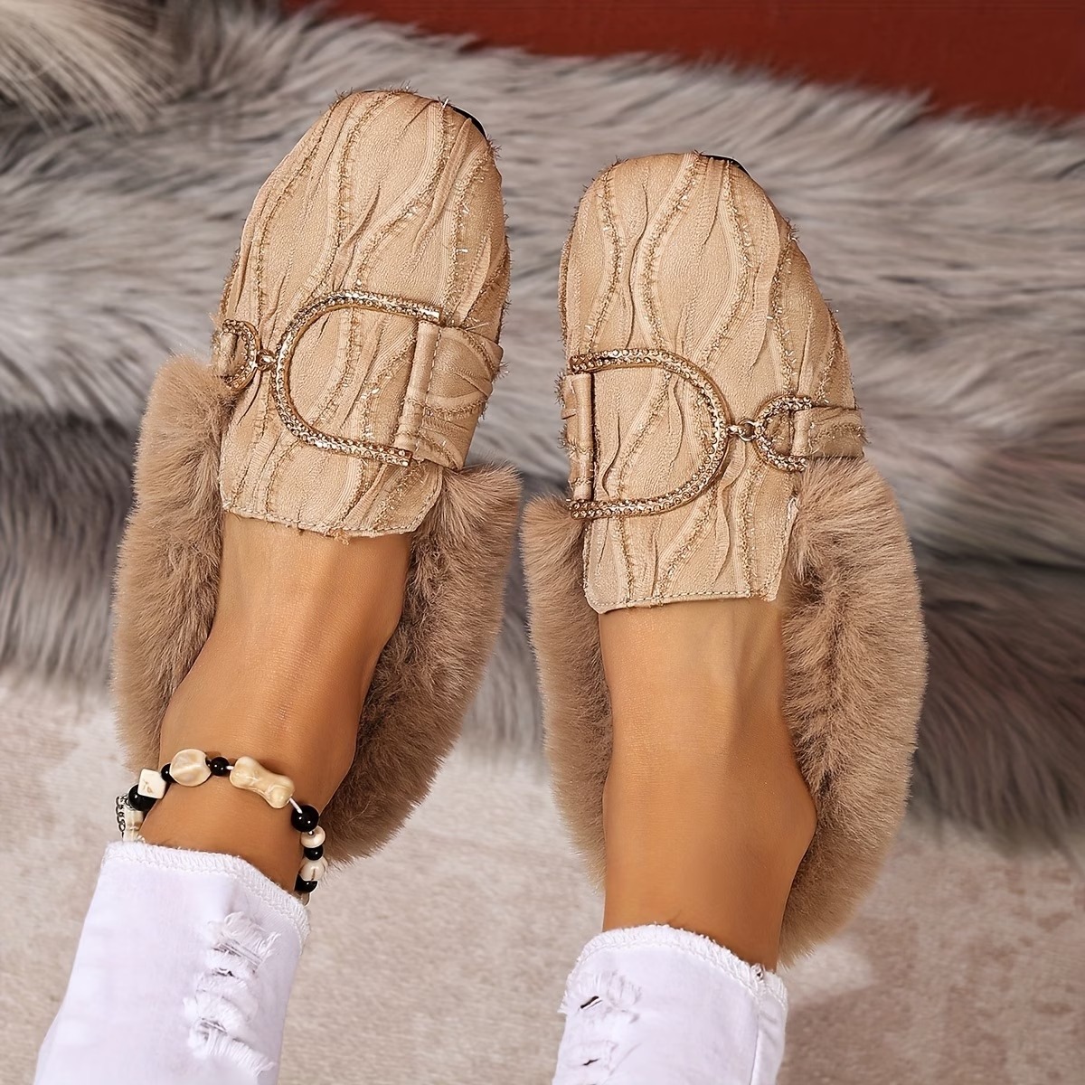 Women's Elegant Moccasin Plush Slippers