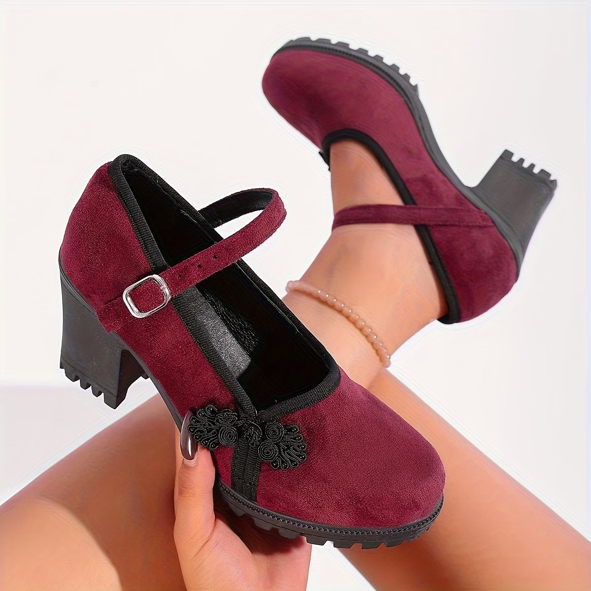 Women's Vintage Chunky Heel Flat Shoes