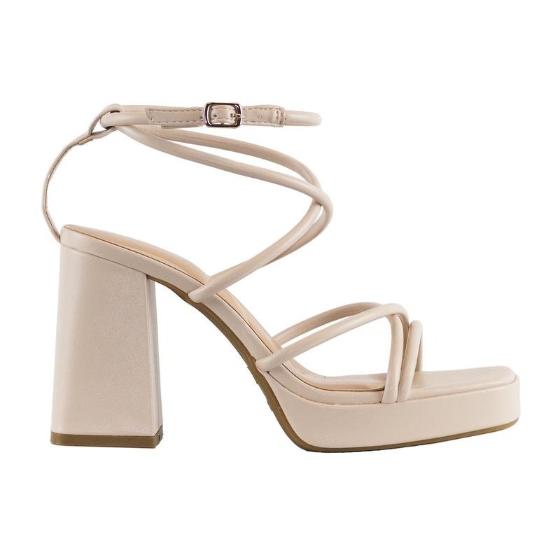 Square Toe Ankle Strap Block Heels