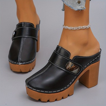 Women's Versatile Slip-On Heeled Sandals