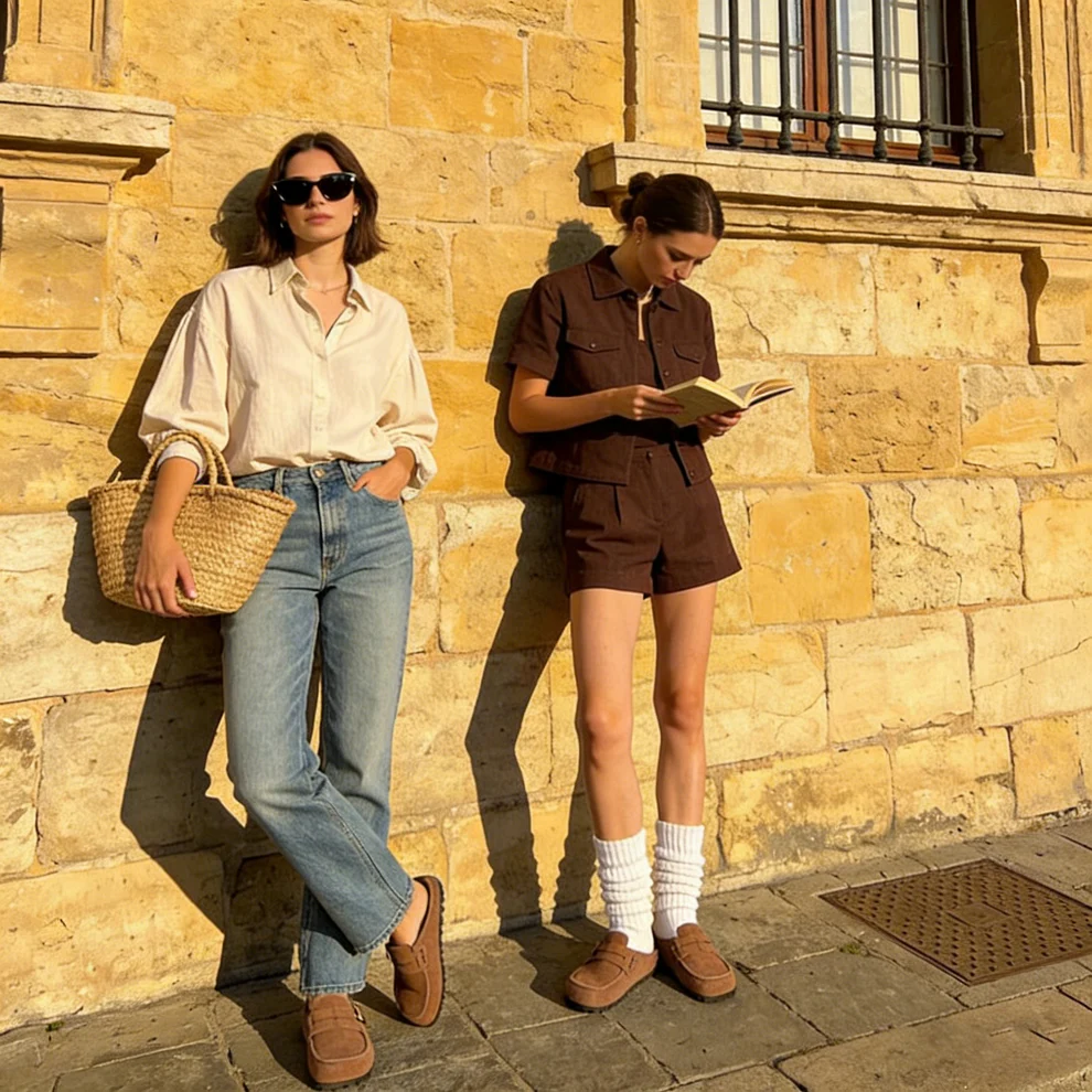 Genuine Suede Loafer Mules