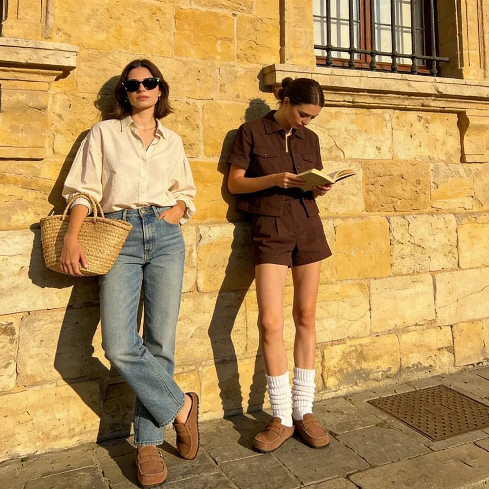 Genuine Suede Loafer Mules