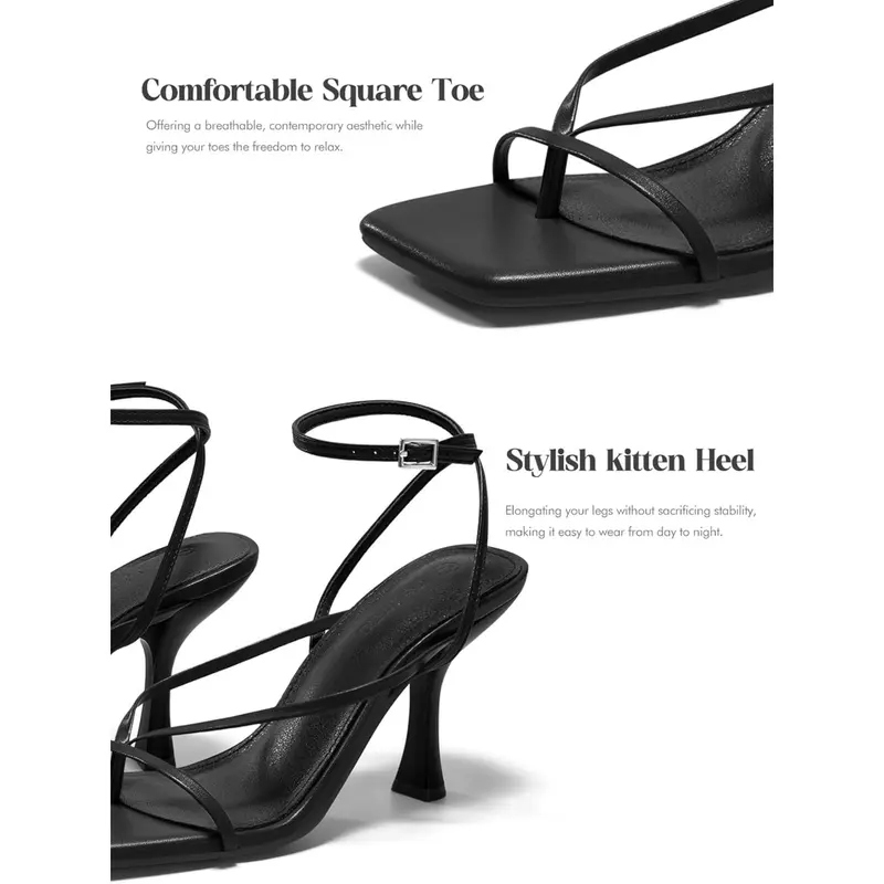 Women's Strappy Kitten Heel Sandals