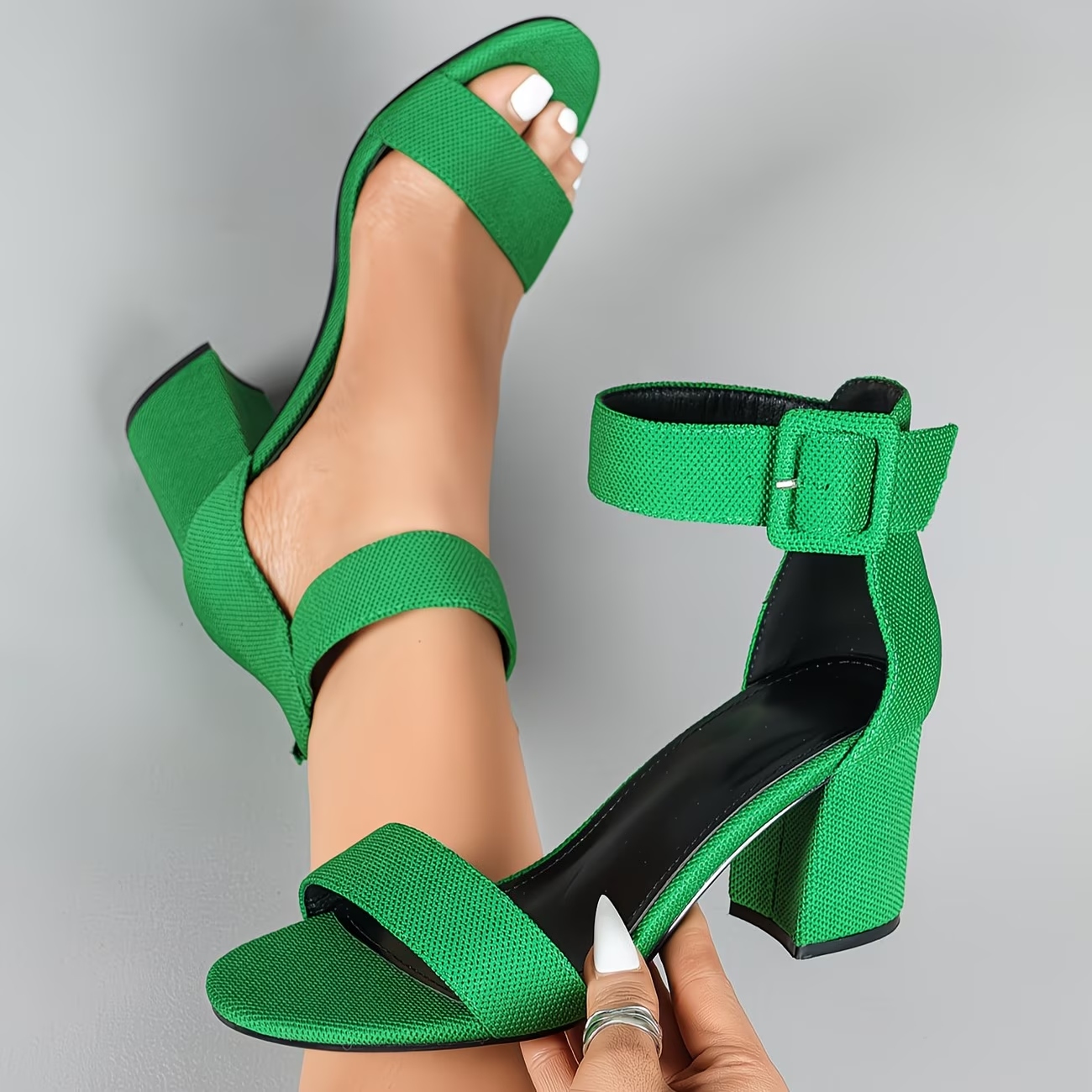 Women's Adjustable Ankle Strap Chunky Heels