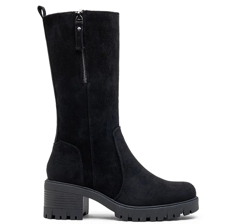 Ladies Faux Suede Chunky Heel