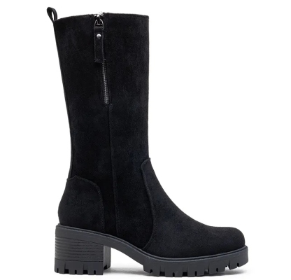 Ladies Faux Suede Chunky Heel