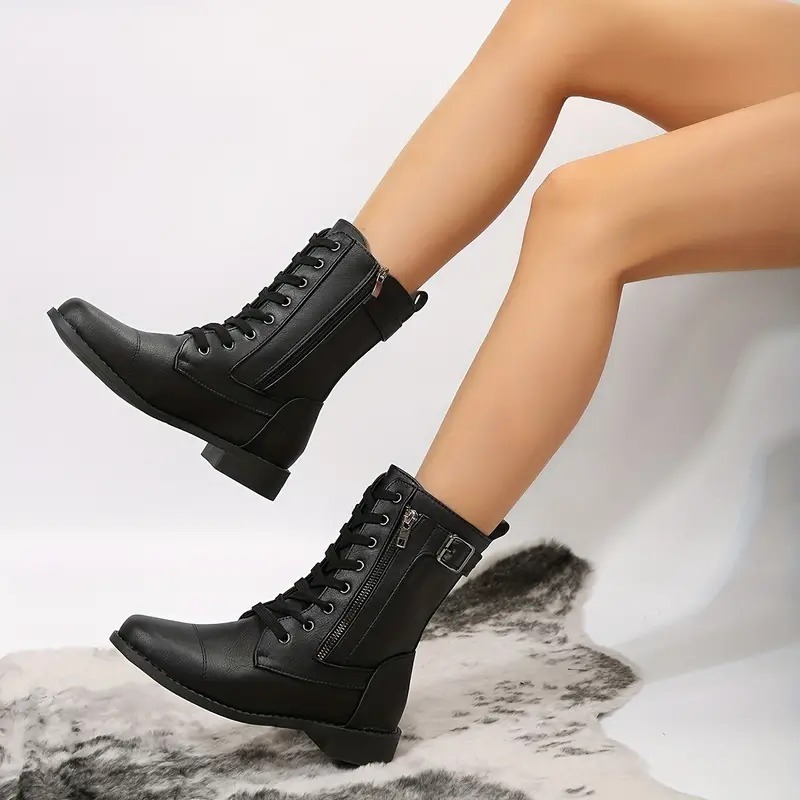 Women's Retro Flat Combat Boots