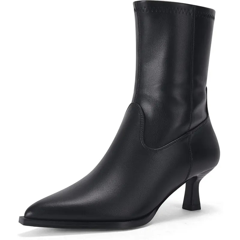 Women's Stacked Kitten Ankle Boots
