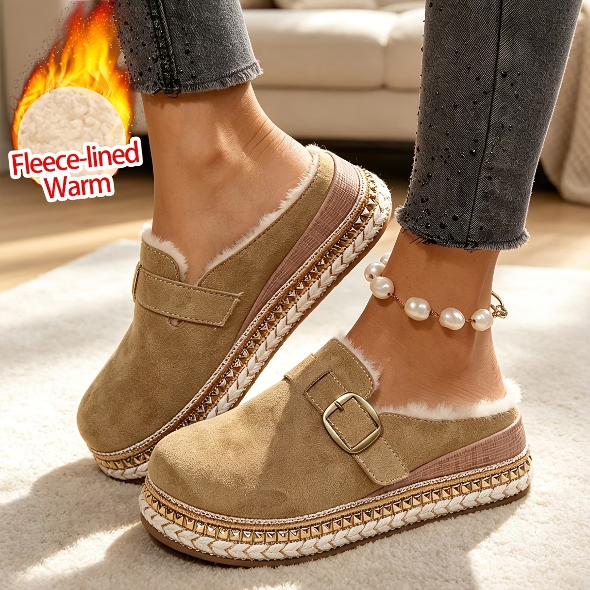 Women's Synthetic Velvet Upper Wedge Sandals