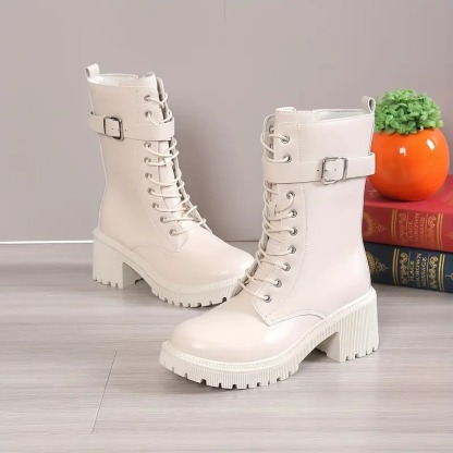 Women's Chunky Heeled Mid Calf Boots